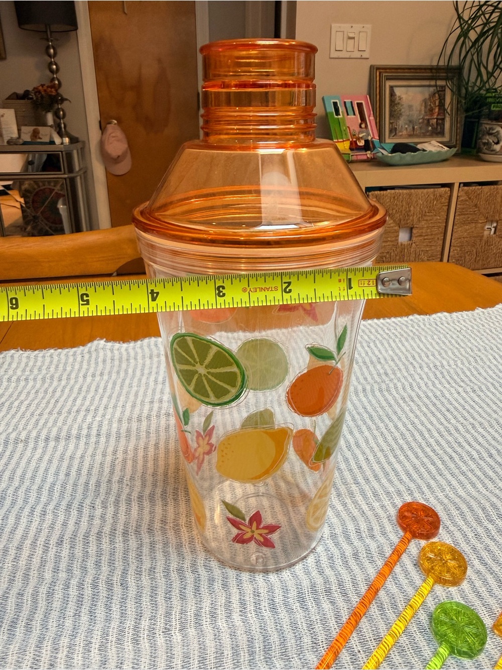 Vintage 2006 Starbucks Tazo Iced Fruit Tea Shaker 40oz with 5 Stir Sticks Retro - Picture 5 of 6
